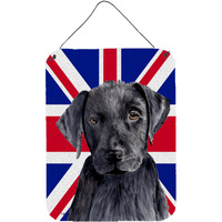 "Caroline's Treasures SC9821DS1216 Labrador with English Union Jack British Flag Wall or Door Hanging Prints, 16"" x 12"""