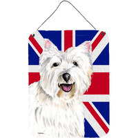 "Caroline's Treasures SC9827DS1216 Westie with English Union Jack British Flag Wall or Door Hanging Prints, 16"" x 12"""