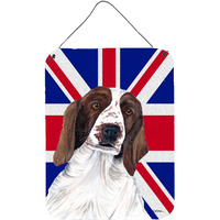 "Caroline's Treasures SC9837DS1216 Springer Spaniel with English Union Jack British Flag Wall or Door Hanging Prints, 16"" x 12"""