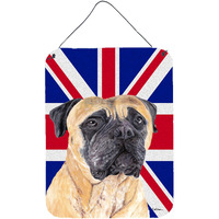 "Caroline's Treasures Mastiff with English Union Jack British Flag Wall or Door Hanging Prints, 16"" x 12"""