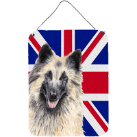 "Caroline's Treasures Belgian Tervuren with English Union Jack British Flag Wall or Door Hanging Prints, 16"" x 12"""