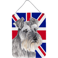 "Caroline's Treasures SC9850DS1216 Schnauzer with English Union Jack British Flag Wall or Door Hanging Prints, 16"" x 12"""