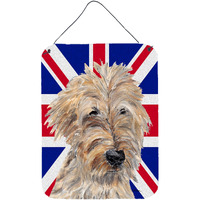 "Caroline's Treasures Golden Doodle with English Union Jack British Flag Wall or Door Hanging Prints, 16"" x 12"""