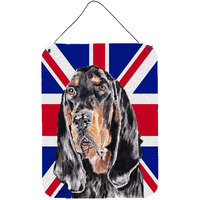 "Caroline's Treasures Black and Tan Coonhound with Engish Union Jack British Flag Wall or Door Hanging Prints, 16"" x 12"""