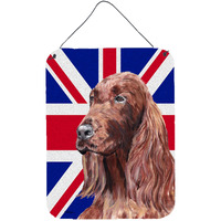"Caroline's Treasures Irish Setter with Engish Union Jack British Flag Wall or Door Hanging Prints, 16"" x 12"""