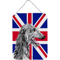 "Caroline's Treasures SC9871DS1216 Scottish Deerhound with English Union Jack British Flag Wall or Door Hanging Prints, 16"" x 12"""