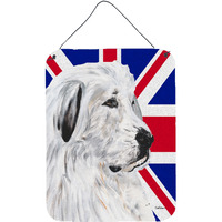 "Caroline's Treasures Great Pyrenees with English Union Jack British Flag Wall or Door Hanging Prints, 16"" x 12"""