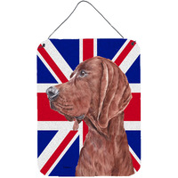 "Caroline's Treasures Redbone Coonhound with English Union Jack British Flag Wall or Door Hanging Prints, 16"" x 12"""