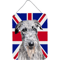 "Caroline's Treasures SC9881DS1216 Scottish Deerhound with English Union Jack British Flag Wall or Door Hanging Prints, 16"" x 12"""