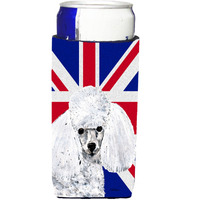 White Toy Poodle with English Union Jack British Flag Ultra Beverage Insulators for slim cans SC9886MUK