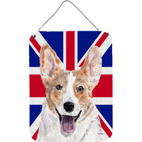 "Caroline's Treasures Cardigan Corgi with English Union Jack British Flag Wall or Door Hanging Prints, 16"" x 12"""