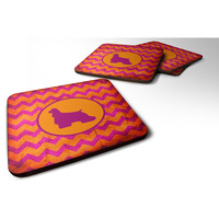 "Caroline's Treasures SDK1022-B-FC Cocker Spaniel Chevron Pink and Orange Foam Coasters (Set of 4), 3.5"" H x 3.5"" W, Multicolor"