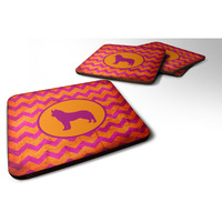 "Caroline's Treasures SDK1094-B-FC Siberian Husky Chevron Pink and Orange Foam Coasters (Set of 4), 3.5"" H x 3.5"" W, Multicolor"