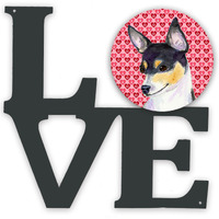 "Caroline's Treasures Chihuahua Hearts Valentine's Day Portrait Metal Artwork Love wall-decor, Multicolor"