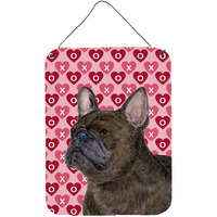 "Caroline's Treasures SS4519DS1216 French Bulldog Hearts Love and Valentine's Day Wall or Door Hanging Prints, 16"" x 12"", Multicolor"