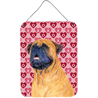 "Caroline's Treasures SS4520DS1216 Mastiff Hearts Love and Valentine's Day Portrait Wall or Door Hanging Prints, 16"" x 12"", Multicolor"