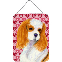 "Caroline's Treasures SS4527DS1216 Cavalier Spaniel Hearts Love and Valentine's Day Wall or Door Hanging Prints, 16"" x 12"", Multicolor"