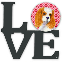 "Caroline's Treasures Cavalier Spaniel Hearts Valentine's Day Portrait Metal Artwork Love wall-decor, Multicolor"