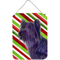 "Caroline's Treasures Skye Terrier Candy Cane Holiday Christmas Metal Wall or Door Hanging Prints, 16"" x 12"", Multicolor"