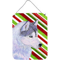 "Caroline's Treasures Siberian Husky Candy Cane Holiday Christmas Metal Wall or Door Hanging Prints, 16"" x 12"", Multicolor"