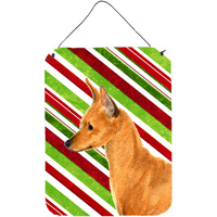 "Caroline's Treasures Min Pin Candy Cane Holiday Christmas Metal Wall or Door Hanging Prints, 16"" x 12"", Multicolor"