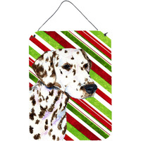 "Caroline's Treasures SS4538DS1216 Dalmatian Candy Cane Holiday Christmas Metal Wall or Door Hanging Prints, 16"" x 12"", Multicolor"