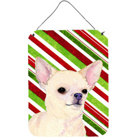 "Caroline's Treasures SS4541DS1216 Chihuahua Candy Cane Holiday Christmas Metal Wall or Door Hanging Prints, 16"" x 12"", Multicolor"