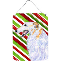 "Caroline's Treasures Borzoi Candy Cane Holiday Christmas Aluminium Metal Wall or Door Hanging Prints, 16"" x 12"", Multicolor"