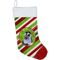 "Caroline's Treasures Schnauzer Candy Cane Christmas Stocking, 11 x 18"", Multicolor"