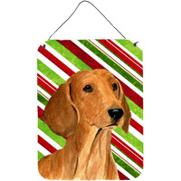 "Caroline's Treasures Dachshund Candy Cane Holiday Christmas Metal Wall or Door Hanging Prints, 16"" x 12"", Multicolor"