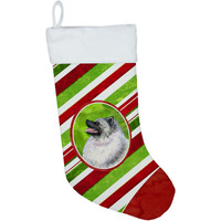 "Caroline's Treasures Keeshond Candy Cane Christmas Stocking, 11 x 18"", Multicolor"