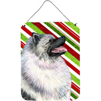 "Caroline's Treasures Keeshond Candy Cane Holiday Christmas Metal Wall or Door Hanging Prints, 16"" x 12"", Multicolor"