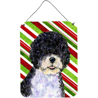 "Caroline's Treasures Portuguese Water Dog Candy Cane Holiday Christmas Wall or Door Hanging Prints, 16"" x 12"", Multicolor"