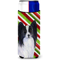 Papillon Candy Cane Holiday Christmas Ultra Beverage Insulators for slim cans SS4574MUK
