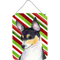 "Caroline's Treasures Chihuahua Candy Cane Holiday Christmas Wall or Door Hanging Prints, 16"" x 12"", Multicolor"