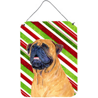 "Caroline's Treasures Mastiff Candy Cane Holiday Christmas Wall or Door Hanging Prints, 16"" x 12"", Multicolor"