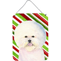 "Caroline's Treasures Bichon Frise Candy Cane Holiday Christmas Wall or Door Hanging Prints, 16"" x 12"", Multicolor"