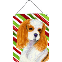 "Caroline's Treasures SS4596DS1216 Cavalier Spaniel Candy Cane Holiday Christmas Wall or Door Hanging Prints, 16"" x 12"", Multicolor"