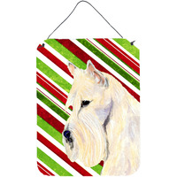 "Caroline's Treasures SS4599DS1216 Scottish Terrier Candy Cane Holiday Christmas Wall or Door Hanging Prints, 16"" x 12"", Multicolor"