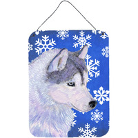 "Caroline's Treasures Siberian Husky Winter Snowflakes Holiday Wall or Door Hanging Prints, 16"" x 12"", Multicolor"
