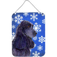 "Caroline's Treasures SS4609DS1216 Cocker Spaniel Winter Snowflakes Holiday Wall or Door Hanging Prints, 16"" x 12"", Multicolor"