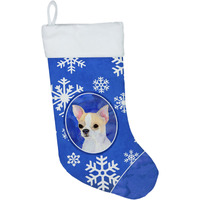 "Caroline's Treasures SS4612-CS Chihuahua Winter Snowflakes Christmas Stocking, 11 x 18"", Multicolor"