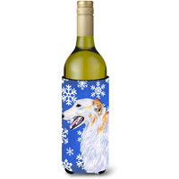 Borzoi Winter Snowflakes Holiday Wine Bottle Beverage Insulator Beverage Insulator Hugger