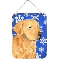"Caroline's Treasures Golden Retriever Winter Snowflakes Holiday Wall or Door Hanging Prints, 16"" x 12"", Multicolor"