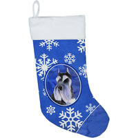 "Caroline's Treasures SS4615-CS Schnauzer Winter Snowflakes Christmas Stocking, 11 x 18"", Multicolor"
