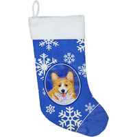 "Caroline's Treasures SS4624-CS Corgi Winter Snowflakes Christmas Stocking, 11 x 18"", Multicolor"