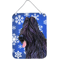"Caroline's Treasures Briard Winter Snowflakes Holiday Aluminium Metal Wall or Door Hanging Prints, 16"" x 12"", Multicolor"