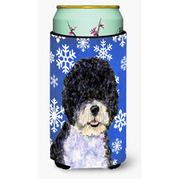 Portuguese Water Dog Winter Snowflakes Holiday  Tall Boy Beverage Insulator Beverage Insulator Hugger