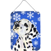 "Caroline's Treasures SS4630DS1216 Dalmatian Winter Snowflakes Holiday Aluminium Metal Wall or Door Hanging Prints, 16"" x 12"", Multicolor"