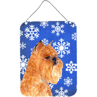 "Caroline's Treasures SS4632DS1216 Brussels Griffon Winter Snowflakes Holiday Wall or Door Hanging Prints, 16"" x 12"", Multicolor"
